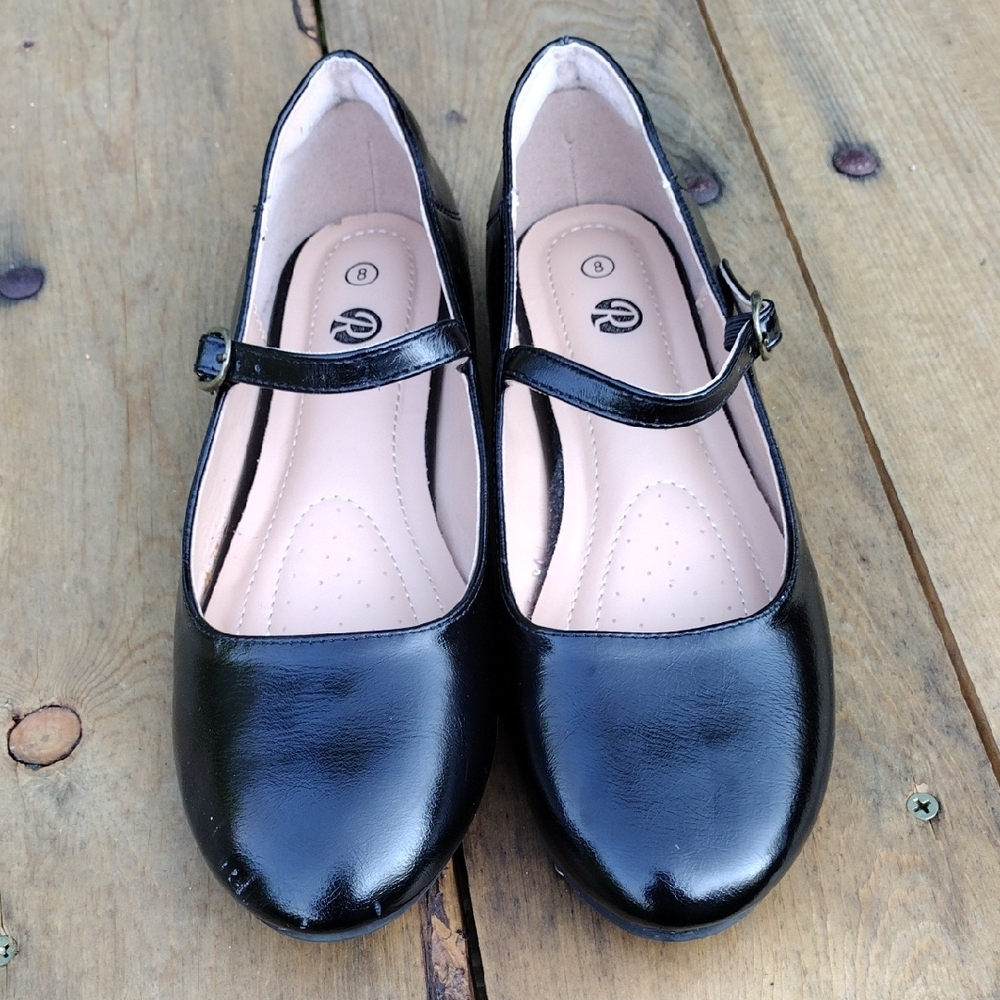 Rekayla Mary Jane Flat Shoes,Black  Patent Size 8
